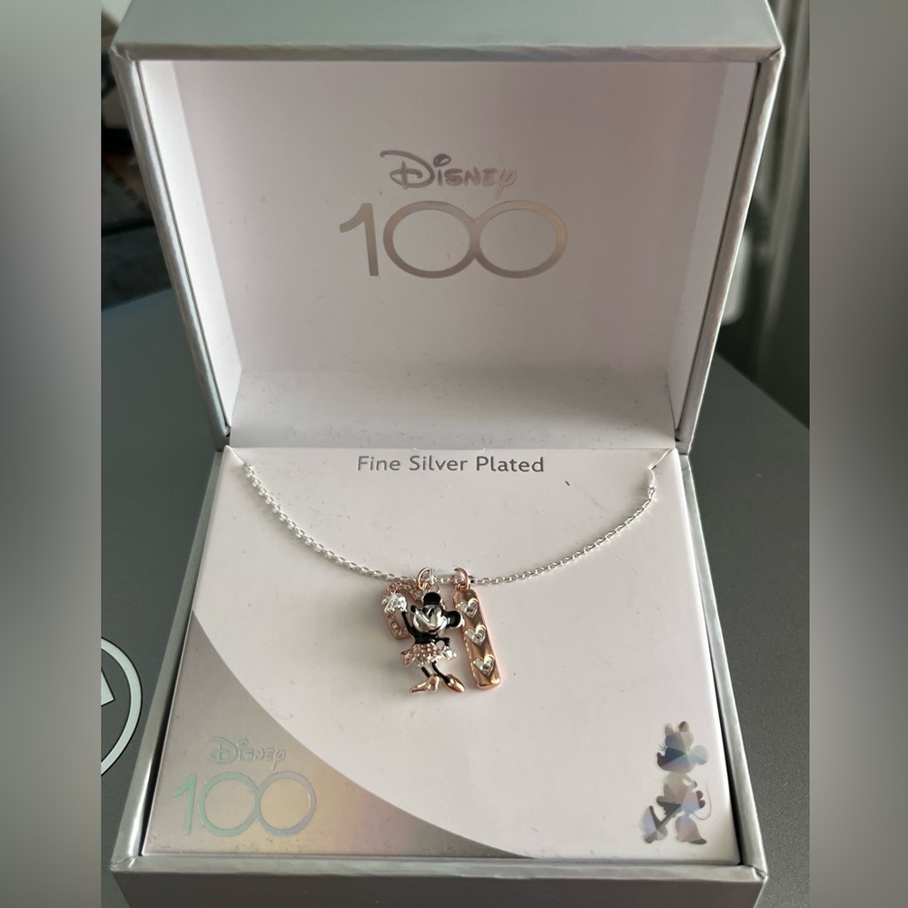 ⭐️ New Disney 100th Anniversary Minnie Mouse Triple Charm Necklace 🎁